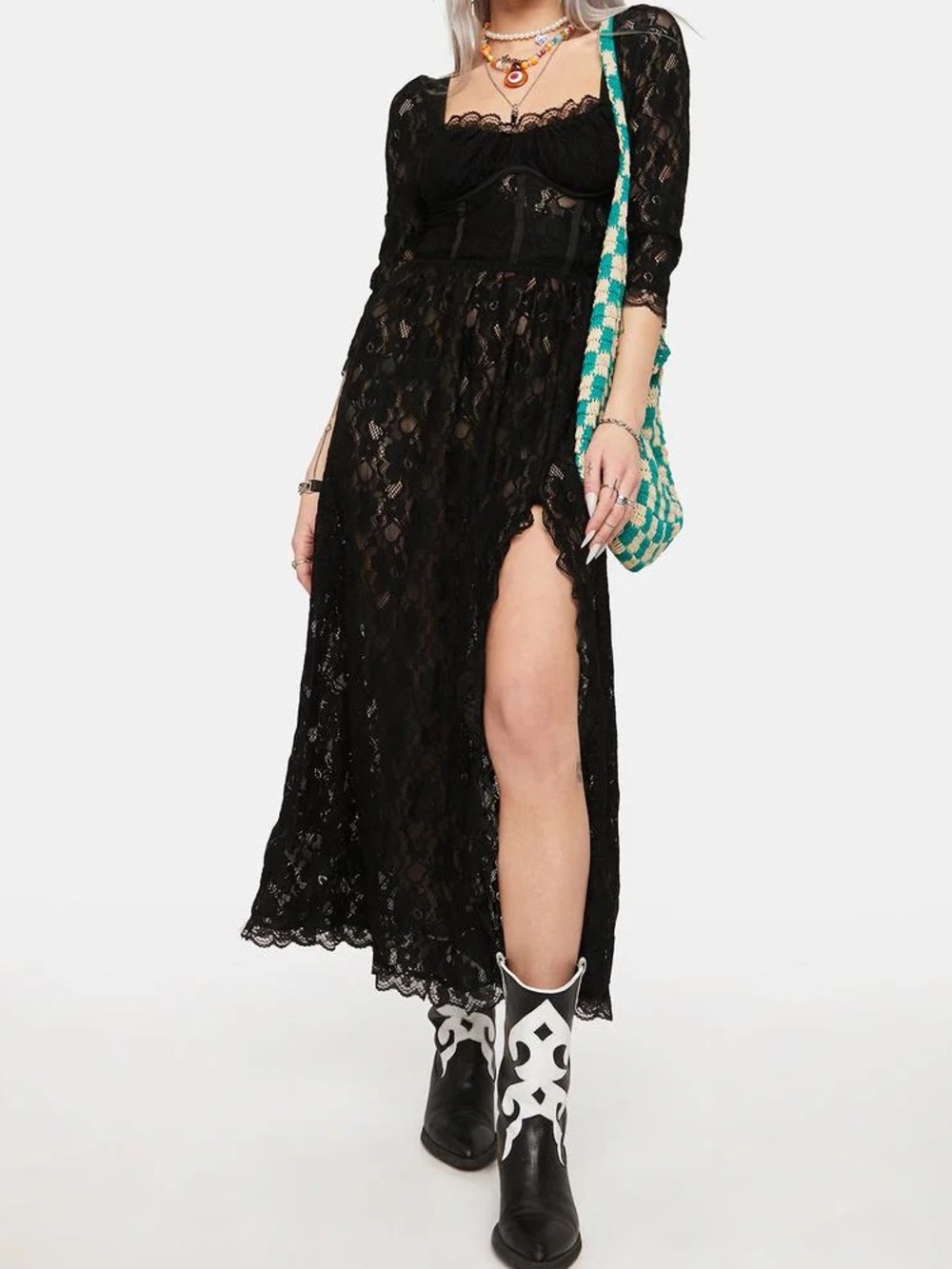 Half heart you move me lace maxi dress